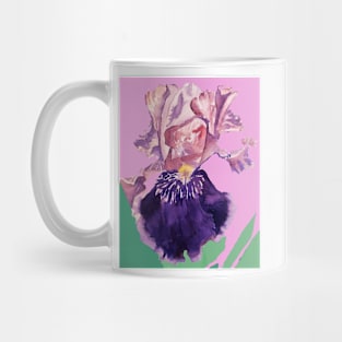 Iris Watercolor Painting - Glorious Purple on Rose Pink Mug